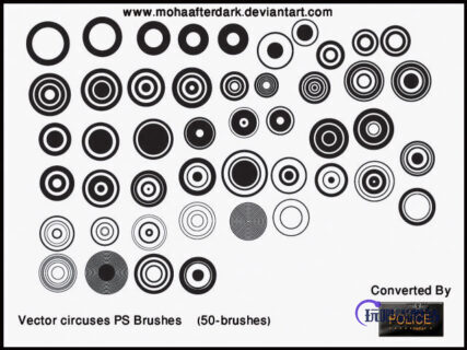 50种同心圆装饰圆圈PS笔刷下载-玩吧资源站