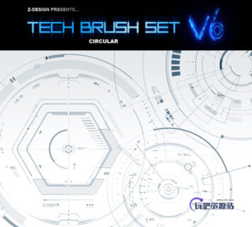 科技元素背景装饰图案Photoshop装饰笔刷素材下载-玩吧资源站