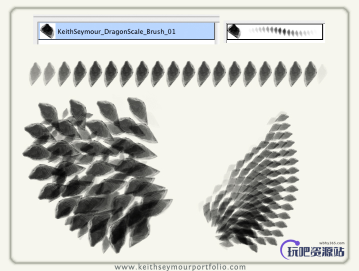 龙鳞、鳞片、鳞甲纹理图案Photoshop笔刷下载