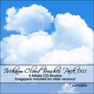 天空中的白云、云彩效果图形PS笔刷免费下载-玩吧资源站