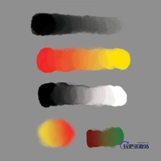 染料、颜料风格式水墨笔触Photoshop笔刷素材下载-玩吧资源站