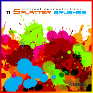 11种水彩油漆滴溅效果PS笔刷素材下载-玩吧资源站