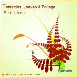 植物叶子图案、花草图案Photoshop笔刷素材-玩吧资源站