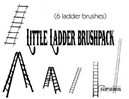 6种梯子造型图案Photoshop笔刷下载-玩吧资源站