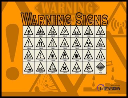 警示、警告三角牌标志Photoshop笔刷下载-玩吧资源站