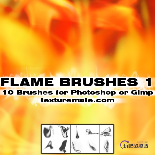 灼烧、火焰光芒图案Photoshop笔刷下载