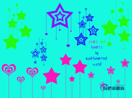 非主流时尚爱心、星星图案背景装饰Photoshop笔刷下载-玩吧资源站