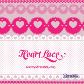 蕾丝边爱心花纹图案Photoshop边框装饰笔刷素材-玩吧资源站