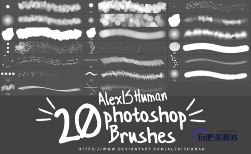 20种免费高清画笔Photoshop笔刷素材下载-玩吧资源站