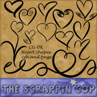 手绘涂鸦线条心形、爱心图案Photoshop自定义形状素材 .csh 下载-玩吧资源站