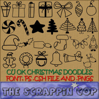 圣诞节礼物、装扮造型图案photoshop自定义形状素材 .csh 下载-玩吧资源站