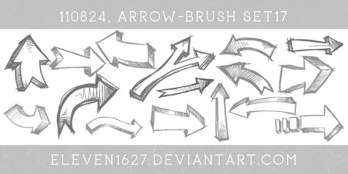 手绘素描式箭头标记形状Photoshop笔刷下载-玩吧资源站