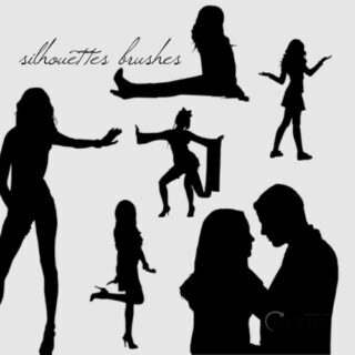 性感女孩轮廓剪影图形PS笔刷素材下载-玩吧资源站