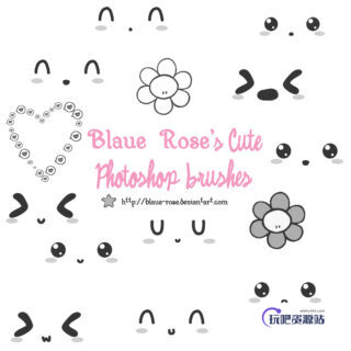 可爱呆萌的颜文字表情图案PS笔刷素材下载-玩吧资源站