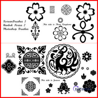 中华传统古典印花图案风格PS笔刷下载-玩吧资源站