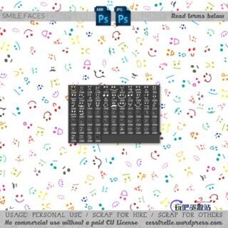 可爱呆萌的涂鸦表情符号、笑脸图案Photoshop笔刷素材下载-玩吧资源站