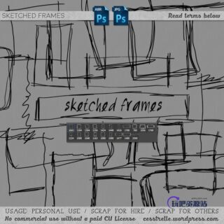 手绘乱画线条、线框笔刷PS素材下载-玩吧资源站