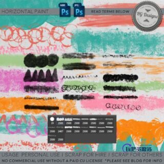 免费水彩画笔各种涂抹痕迹PS笔刷下载-玩吧资源站