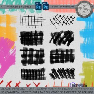 画笔刷子网格图案PS笔刷下载-玩吧资源站