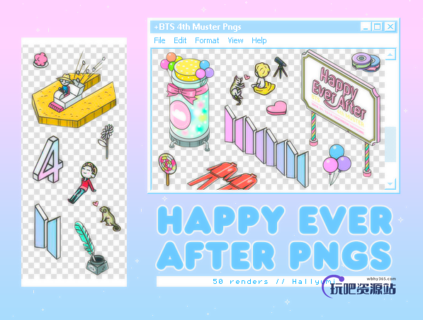 童趣天真贴纸素材之韩国笔刷风格下载（PNG免扣图透明格式）-玩吧资源站