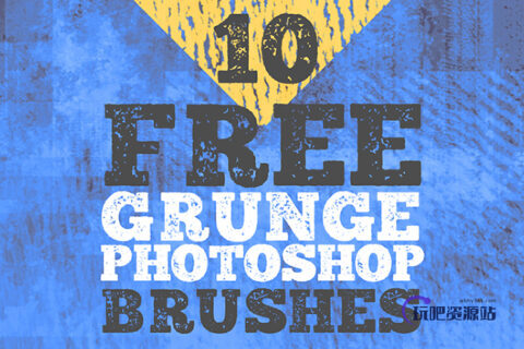 10种免费的斑驳、陈旧纹理效果Photoshop笔刷下载-玩吧资源站