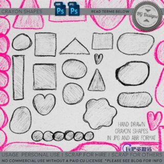可爱幼稚的粉笔、蜡笔式涂鸦几何图形Photoshop笔刷素材下载-玩吧资源站