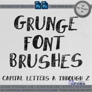 复古风格的西文字母Photoshop笔刷下载素材-玩吧资源站