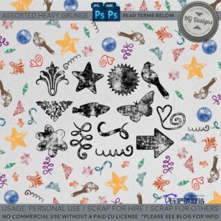 复古式花纹、星星、蝴蝶、小鸟等图形PS装饰笔刷-玩吧资源站