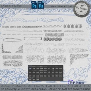 手绘乱花线条图案Photoshop笔刷素材下载-玩吧资源站