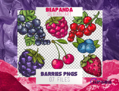 漂亮诱人的卡通水果图案之韩国笔刷风格下载（PNG免扣图透明格式）-玩吧资源站