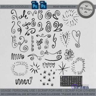 手绘童趣涂鸦简单花纹图案Photoshop笔刷下载-玩吧资源站