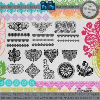 经典欧式古典花纹图案、欧式印花图形Photoshop笔刷下载-玩吧资源站