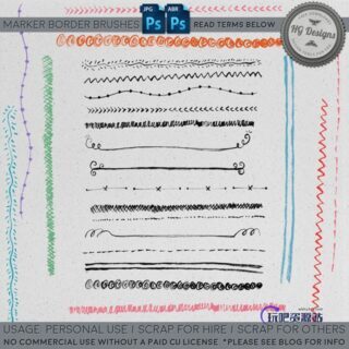 可爱手绘涂鸦分割线条图案Photoshop笔刷素材下载-玩吧资源站