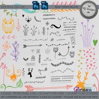 卡哇伊童趣手绘装饰图案Photoshop笔刷下载-玩吧资源站