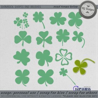 三叶草、四叶草、幸运草图形Photoshop笔刷素材下载-玩吧资源站