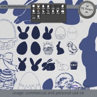 复活节蛋、兔子图形等Photoshop笔刷素材下载-玩吧资源站