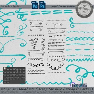 蜡笔、粉笔纹理风格手绘线条图案Photoshop笔刷下载-玩吧资源站