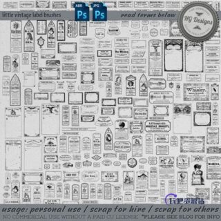 各种欧美复古式标签图案PS笔刷下载-玩吧资源站