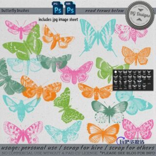 蝴蝶、飞蛾图形Photoshop笔刷素材-玩吧资源站