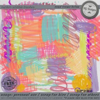 水彩、马克笔、蜡笔涂抹痕、涂鸦迹纹理Photoshop笔刷素材下载-玩吧资源站