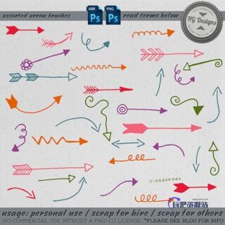 可爱手绘涂鸦箭头标志图案Photoshop笔刷素材下载-玩吧资源站