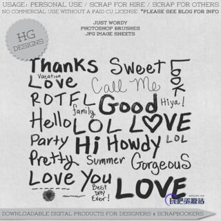 手绘可爱涂鸦风格式西文字母效果PS笔刷素材下载-玩吧资源站