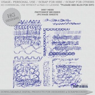 手绘涂鸦混乱纹理效果Photoshop笔刷下载-玩吧资源站