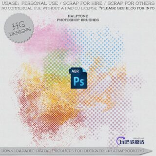 半色调风格的陈旧纹理背景效果PS笔刷下载-玩吧资源站