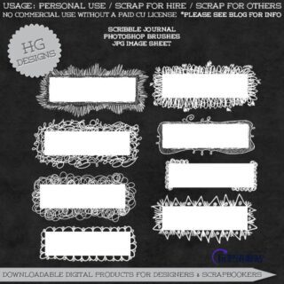 涂鸦手绘线条边框、文本框图形Photoshop笔刷素材-玩吧资源站