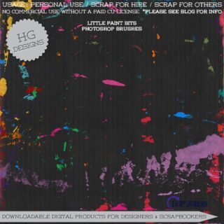 油漆、颜料画笔污渍斑点痕迹Photoshop背景纹理笔刷-玩吧资源站