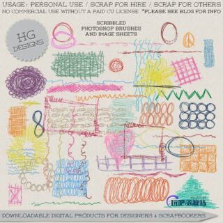 高清手绘式杂乱线条、涂鸦图形PS笔刷素材下载-玩吧资源站