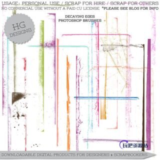 陈旧、破碎边款、边缘纹理图案Photoshop笔刷素材下载-玩吧资源站