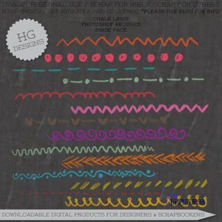 手绘粉笔、蜡笔纹理分割线条图案PS笔刷下载-玩吧资源站