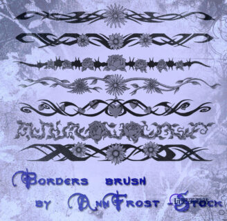 吸血鬼式风格的边框、边界、分割线图案PS笔刷下载-玩吧资源站